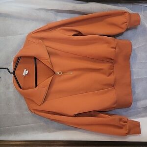 A New Day Cropped 1/4 Zip Sweatshirt, Rust, size L